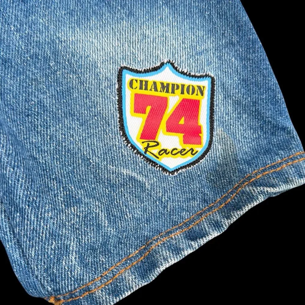Build-A-Bear Workshop Shorts Lot of 2 Denim Khaki Racing Patch Outfit